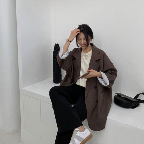 Hong Kong style blazer women's new Korean style loose, slim, fashionable and casual long-sleeved small suit top to wear outside