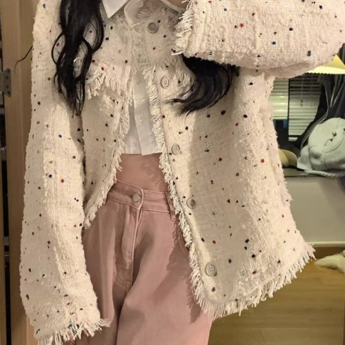 2024 Original Method Colorful Small Fragrance Jacket Women's Autumn and Winter Loose New Fashion Trendy Polka Dot Short Top