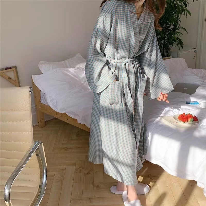 Japanese high-end pajamas for women spring and autumn 2024 new nightgowns, home clothes, bathrobes can be worn outside