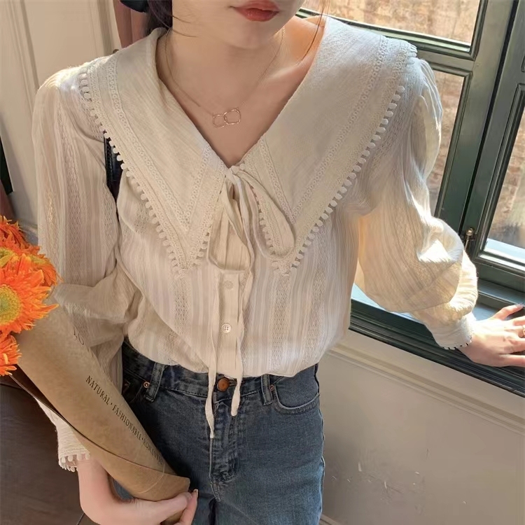 French sweet baby doll collar bottoming shirt for women, niche and gentle style inner shirt, autumn chic top