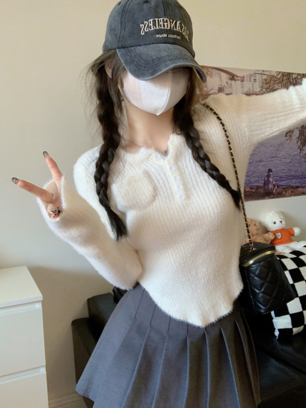 Hot style versatile mink fur slimming sweater top
