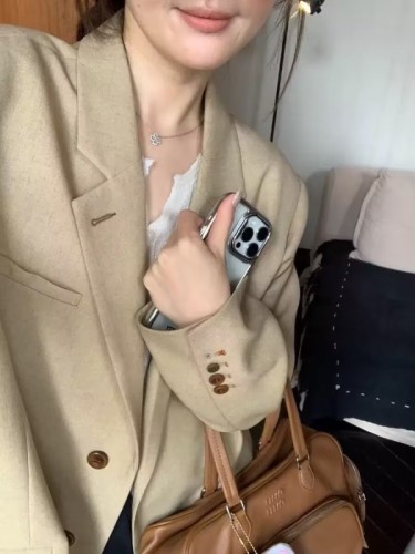 Zurich early autumn variegated gun lapel silhouette blazer women's autumn casual shoulder pad suit top