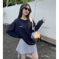 Photographed streetwear three-bar butterfly knot embroidery women's autumn loose slimming Korean style sweatshirt jacket