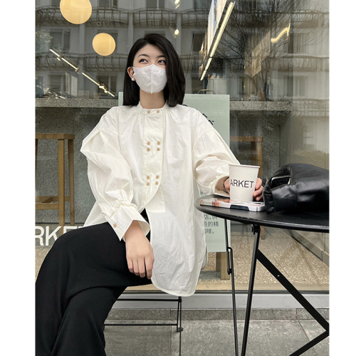 Early spring Korean tops, light and mature, new French shirts, niche and versatile white shirts for women in summer