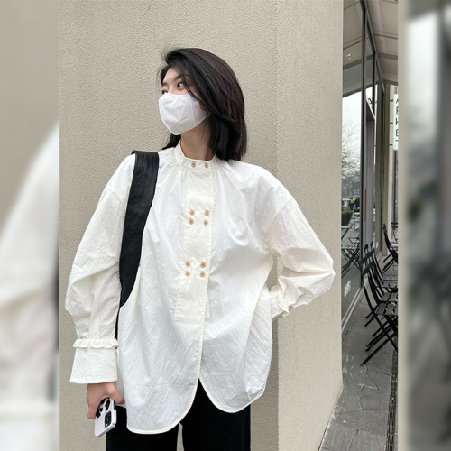 Early spring Korean tops, light and mature, new French shirts, niche and versatile white shirts for women in summer