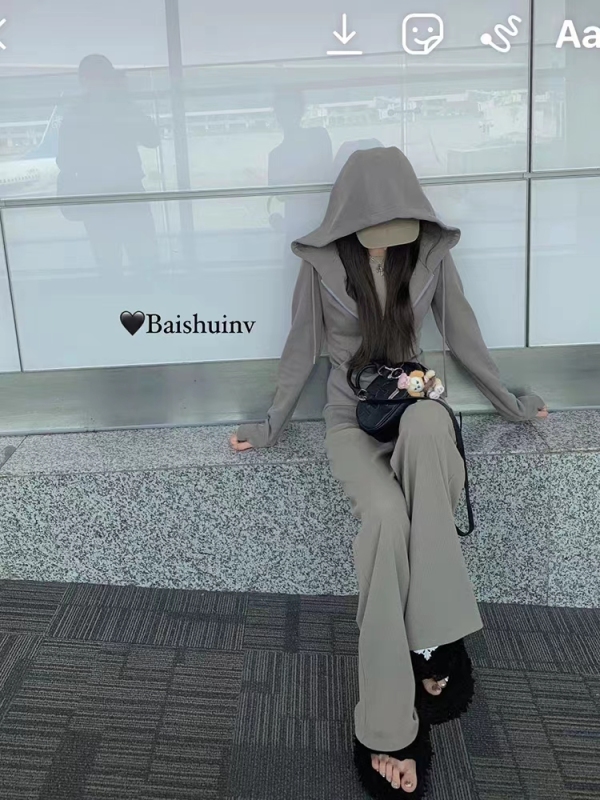 Soft waxy cream pants straight casual pants for women spring and autumn loose high-end drape gray suit