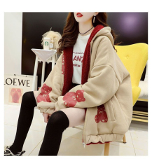 Double-sided Coat Lamb Fur Hoodie Women's Fashion Ins Winter Fleece Thick New Korean Version Loose Top 