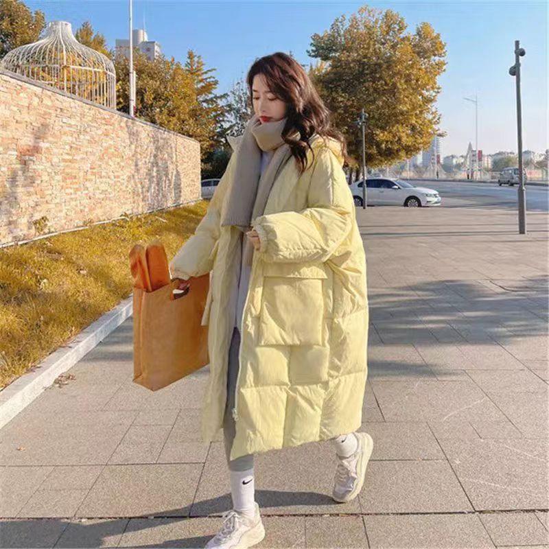 Official website picture Creamy yellow down cotton coat women's mid-length 2024 winter new Korean style chic bread jacket thickened jacket