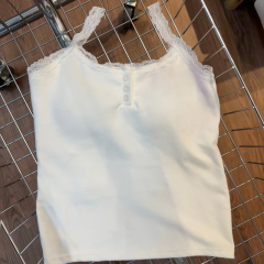 實拍 蕾絲秋冬季韓版拼色內搭吊帶背心女加絨加厚保暖無袖