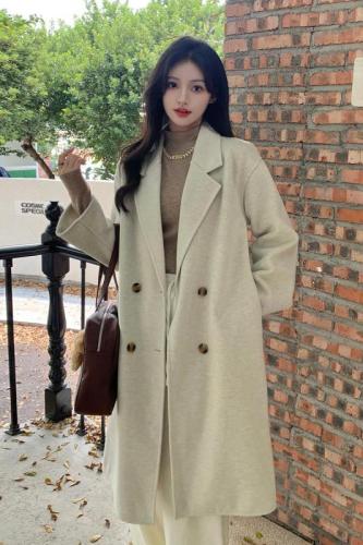 Actual shot double-sided woolen woolen coat for women mid-length 2024 new winter high-end Korean style woolen coat