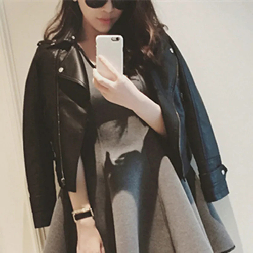 Quality Inspection Officer Picture 2024 Spring and Autumn New Slim Fit PU Versatile Casual Motorcycle Leather Jacket Small Leather Jacket Women's Fashion Jacket
