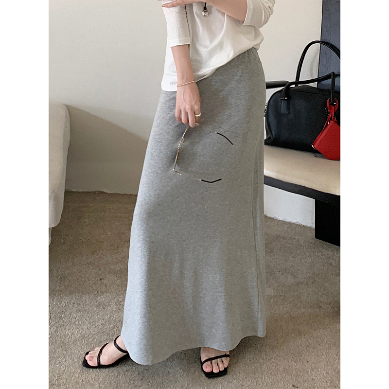 Photographed Autumn/Winter New Gentle Style Versatile Casual Knit Dress 2024 Minimalist High-Waist Draping Floor-Length Dress