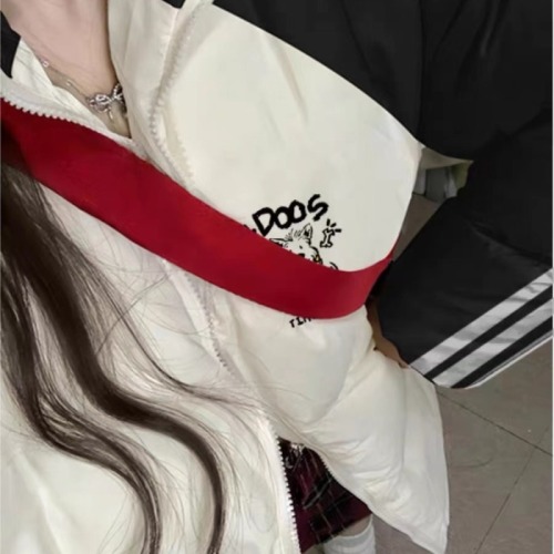 American fashion brand black and white contrasting color down cotton coat women's winter oversize stand-up collar bread coat thickened cotton jacket