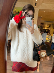 Photographed~ Norwegian Forest Autumn/Winter Lazy Feeling Ribbed Crew Neck Loose Sweatshirt