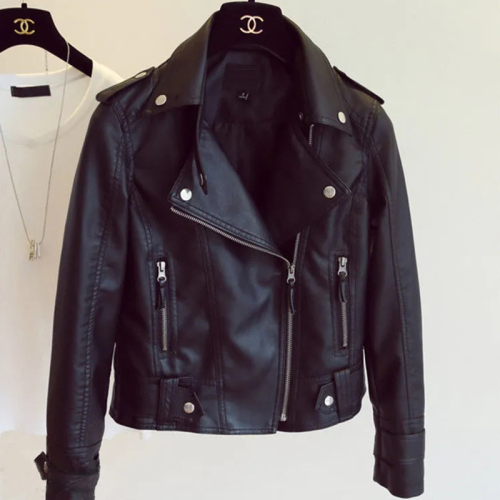 Quality Inspection Officer Picture 2024 Spring and Autumn New Slim Fit PU Versatile Casual Motorcycle Leather Jacket Small Leather Jacket Women's Fashion Jacket