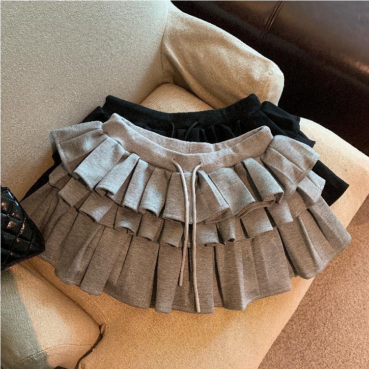 Photographed Autumn/Winter Retro Double Layer Air Layer Skirt