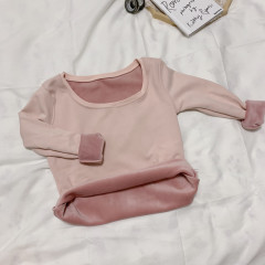 Korean style versatile slim-fitting thermal underwear thickened and velvet low-neck long-sleeved bottoming shirt for women