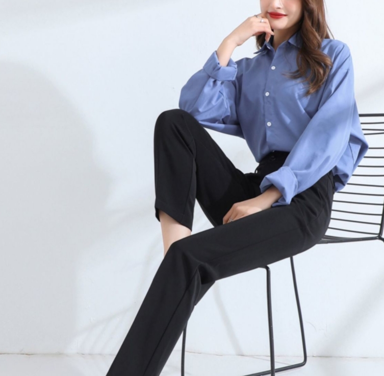 Professional suit trousers for women, thin black work formal interview trousers, nine-point casual straight cigarette pipe trousers