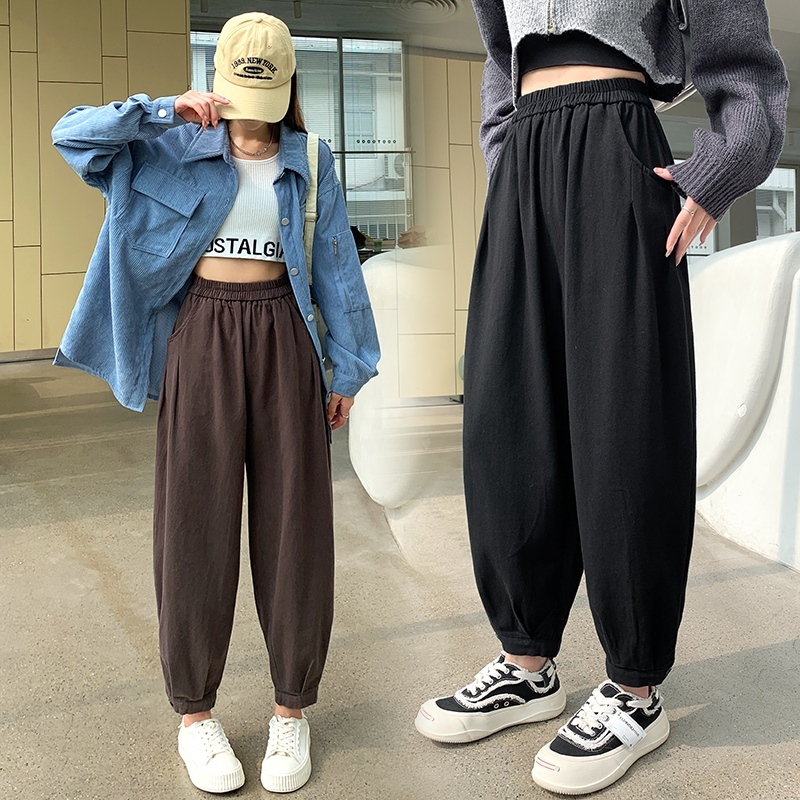 Washed cotton casual pants for women, autumn new style, loose, artistic style, casual leggings, harem daddy pants for women