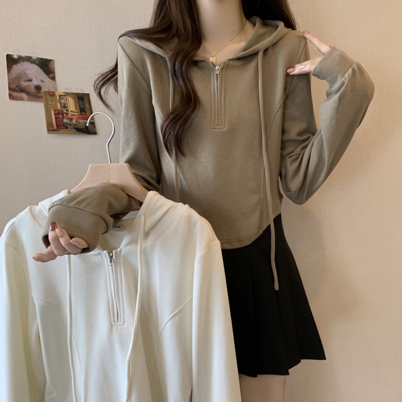 Hooded pullover sweatshirt women's 2024 new design long-sleeved hot girl short top jacket hoodie