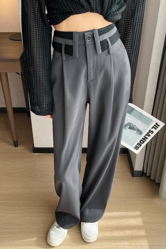 New high waisted slim casual loose straight suit wide leg floor mopping trousers