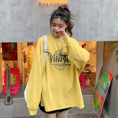 #Real shot 6535 fish scales 2024 spring and autumn thin loose casual mid-length versatile student long-sleeved sweatshirt for women