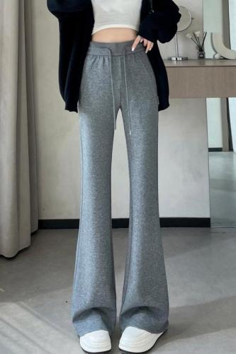 2024 Autumn new style boot-cut pants, high-waisted sports pants, sweatpants, horse-shoe pants, casual floor mopping pants for women