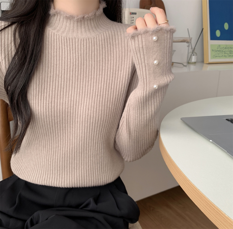 New autumn and winter bottoming king turtleneck thickened pit strip knitted sweater bottoming shirt long sleeves