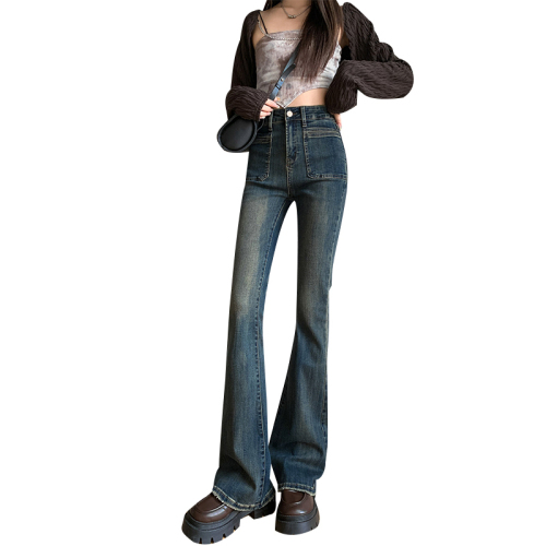 Autumn new style bootcut jeans for women high waist fashionable straight loose wide leg floor mopping pants