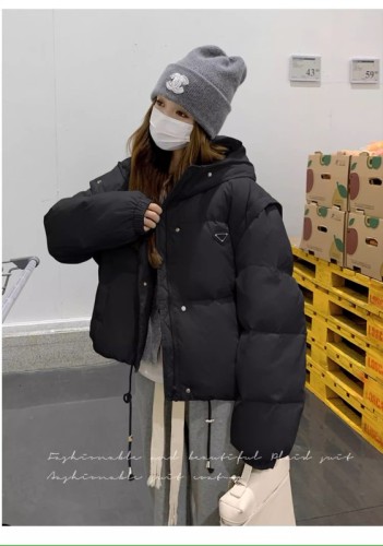 Milk fufu blue detachable sleeves down jacket for women winter 2024 new design short vest and bread jacket