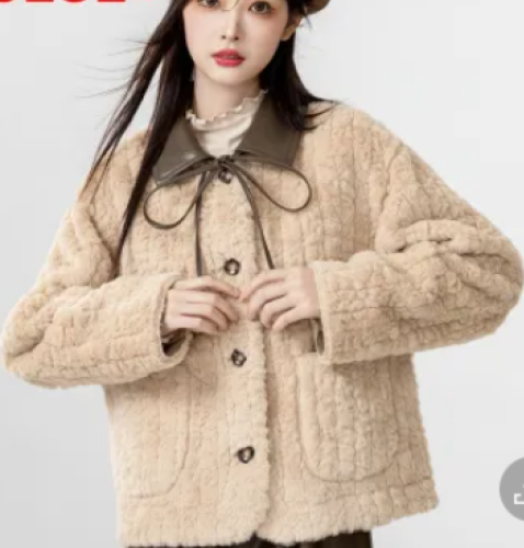 Official picture 2024 new winter fat MM thickened and warm imitation rabbit fur all-in-one jacket