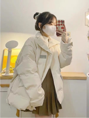 New winter oversize cotton coat for women, Korean version, thickened and warm, student loose cotton jacket, bread coat, cotton coat