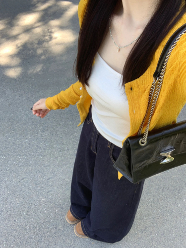 Early Autumn Wear Yellow Knitted Sweater Coat Women's Spring Autumn Cardigan New Slim Fit Hot Girl Early Autumn Long Sleeve Top