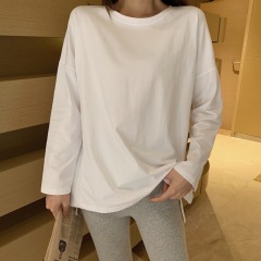 Official Picture 95 Cotton 5 Spandex Back Collar Season New T-shirt Women's Long Sleeve Trendy