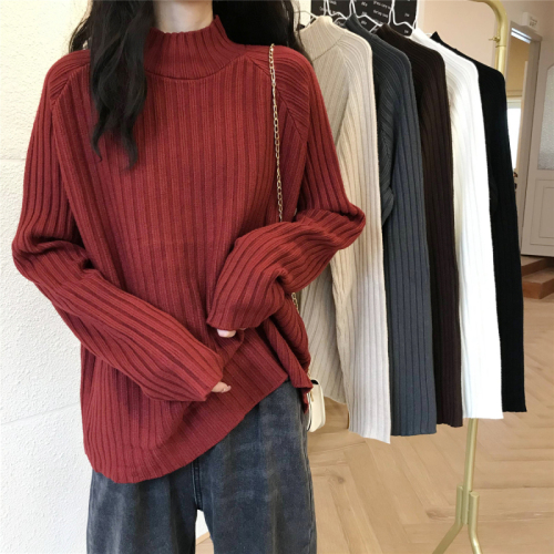 Price Control 3 Sweater Women's New Autumn and Winter Korean Style Loose Outerwear Thickened Lazy Turtleneck Top