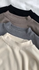 Slim half turtleneck suit with bottoming shirt for women, velvet spring, autumn and winter threaded long-sleeved T-shirt for women, slim fit top