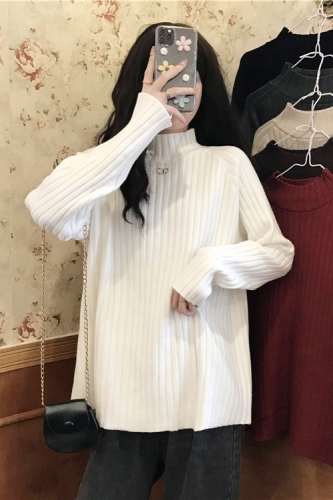 Price Control 3 Sweater Women's New Autumn and Winter Korean Style Loose Outerwear Thickened Lazy Turtleneck Top