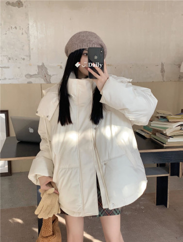 Real shot of hooded cotton coat for women in winter new Korean style loose quilted thickened cotton coat jacket