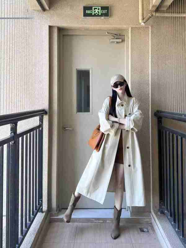 White trench coat for women, mid-length 2024 spring and autumn new style small British style coat, super nice Korean style