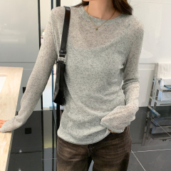 Korean style summer new snowflake hemp sun protection thin slimming solid color sweater