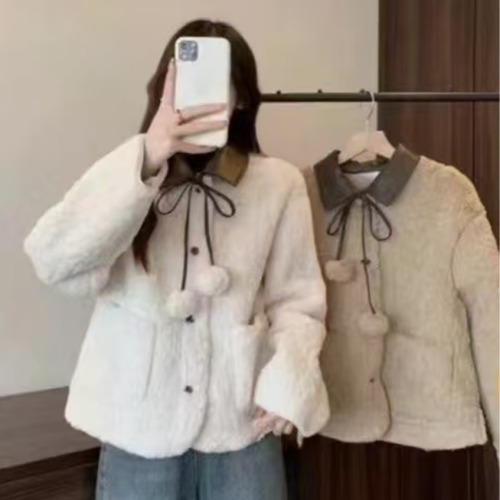 Official picture 2024 new winter fat MM thickened and warm imitation rabbit fur all-in-one jacket