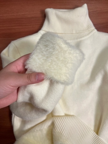 Cashmere Fleece Thick High Neck Sweater for Women 2024 Autumn/Winter New Warm Knitted One-Piece Fleece Inner Layer T-shirt