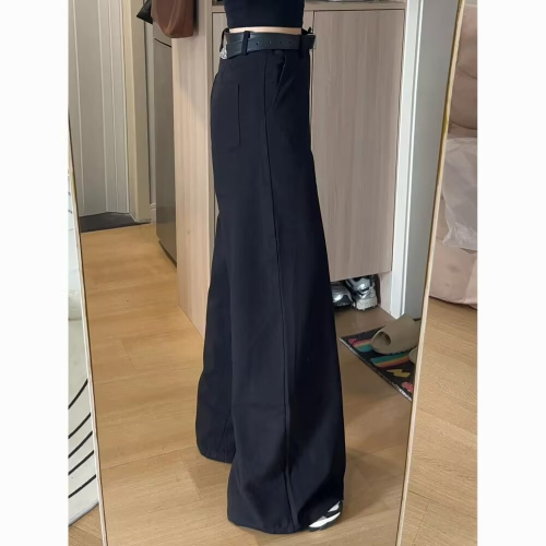 Black Casual Straight Leg Women's Spring Pear Shape Bodycon Skirt Suit Pants