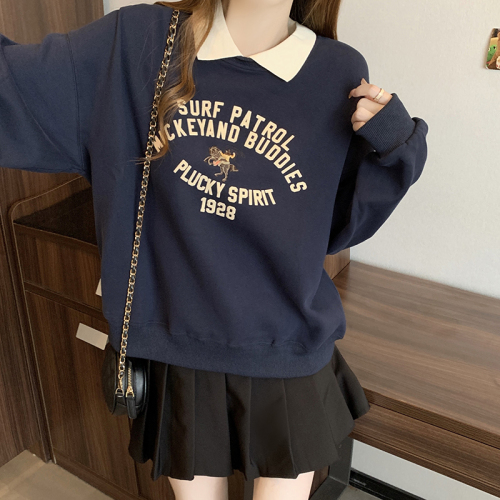 Photographed 2024 Autumn/Winter New Fat Mm Plus Size Women's Thick Fleece Letter Open Style Sweatshirt Top