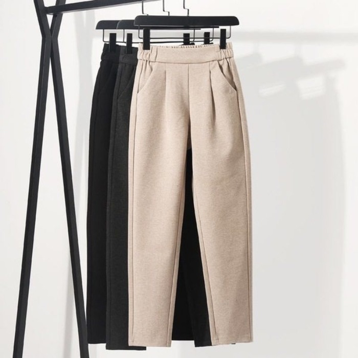 Woolen pants women's autumn and winter new style high-waist slim carrot pants loose trousers small feet casual harem pants women
