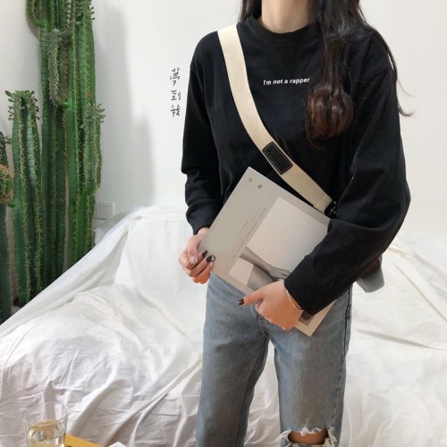 Stylish and Hot Selling Slim Fit Autumn New Women's Han Style Long Sleeve T-Shirt Women's Top Han Style Loose Letter Print