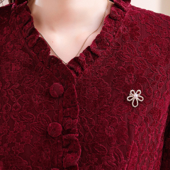 Angola red velvet-lined, thick, stretchy, with pockets&mdash;comes with a diamond brooch&mdash;festive long-sleeved chenille dress