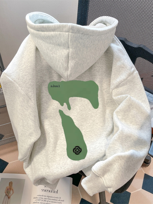 Imitation cotton Chinese cotton composite milk silk 320g silver fox velvet 420g round neck hooded double hood loose sweatshirt