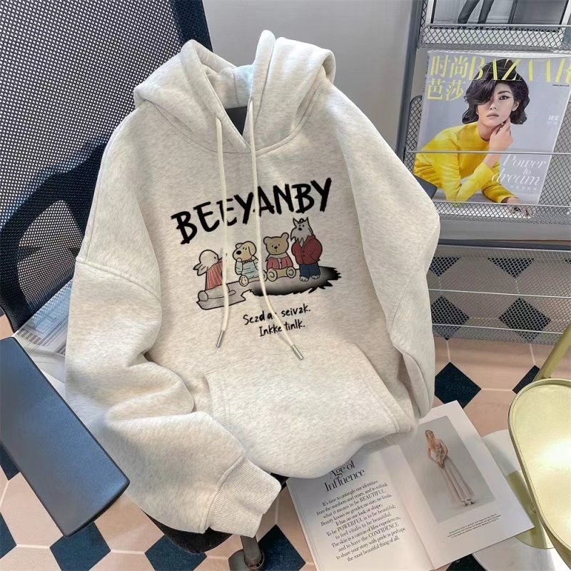 Spring and autumn casual versatile little hooded sweatshirt for women American retro Hong Kong style chic lazy style jacket top