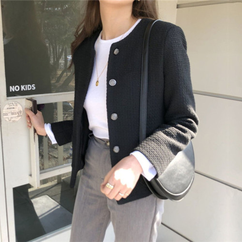 Autumn and winter small fragrant style round neck thickened coat tops for women 2024 new small casual jacket slimming short coat